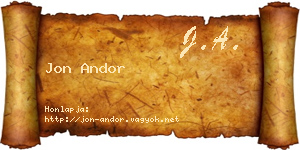 Jon Andor névjegykártya